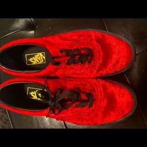 Red crushed velvet Vans size 9